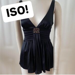 Bebe black pleated silk v-neck tank top cami sz M